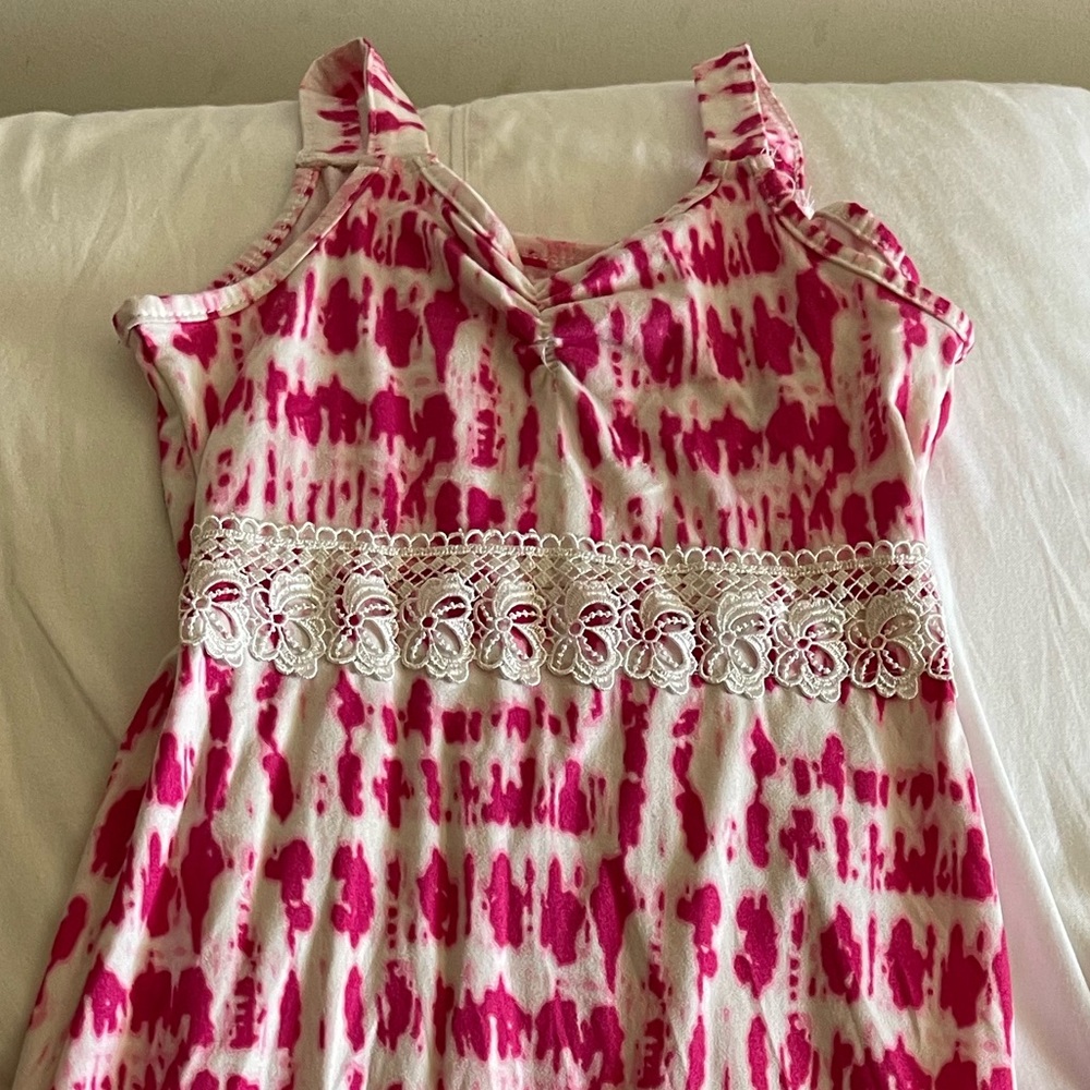 Tie dye pink and white dress